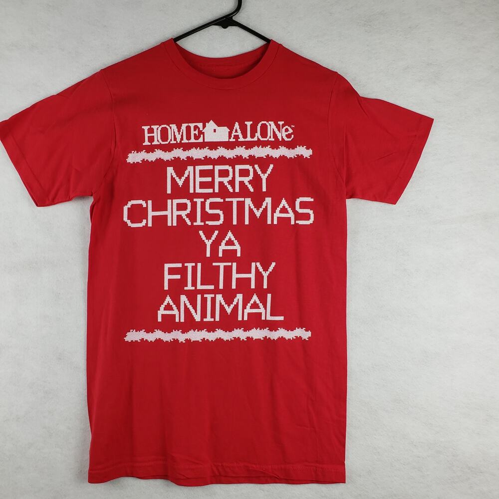 Home Alone Size‎ M Merry Christmas Ya Filthy Animal Graphic Tee Shirt Red Funny